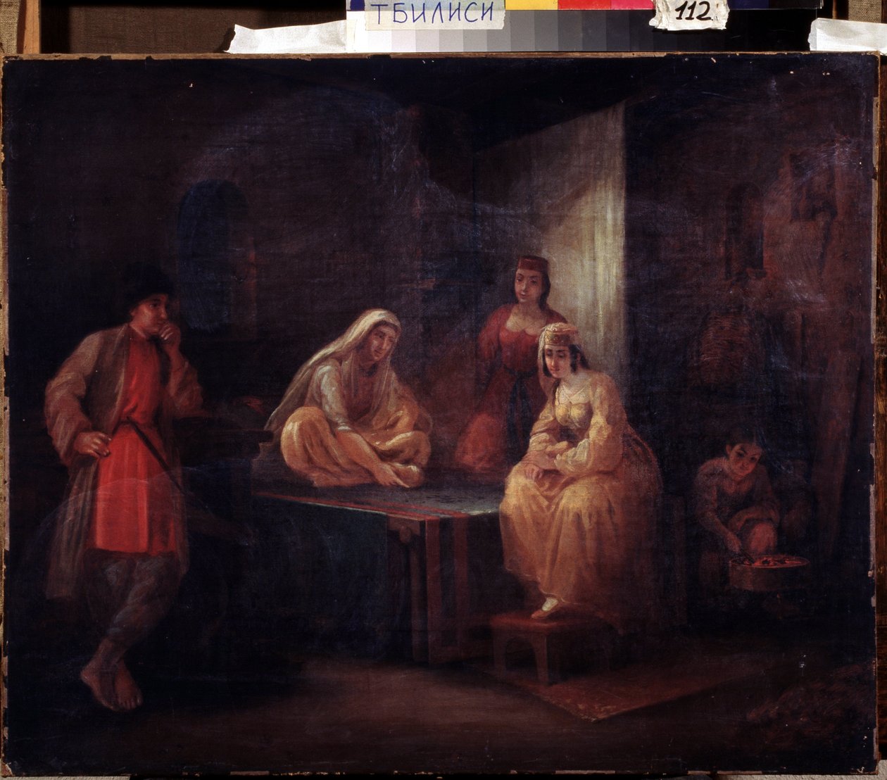 Huoneessa. Orientalistinen kohtaus Shamakha-tanssijoiden kanssa Azerbaidžanissa kokoontuneena haaremiin. Grigori Grigorievich Gagarinin (1810-1893) maalaus, öljy kankaalle, 1800-luvun venäläistä taidetta. Georgian taidemuseo, Tbilisi (Georg tekijältä Grigori Grigorevich Gagarin
