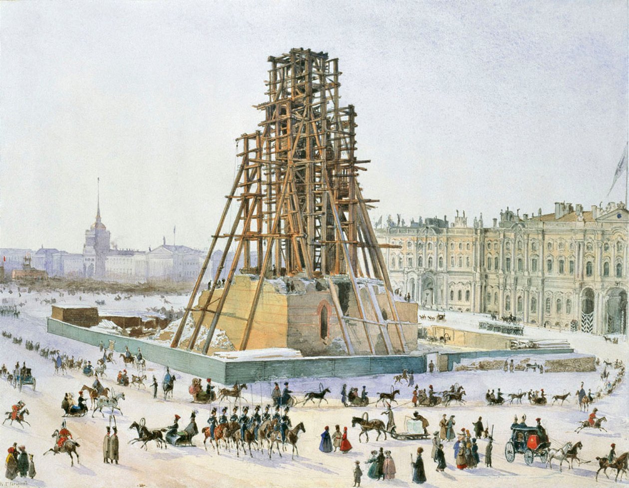 Aleksanterin pylväs rakennustelineissä, 1833. tekijältä Grigori Grigorievich Gagarin