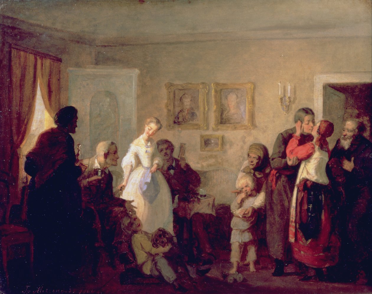 Onnittelut vastakeskisille kartanossa, 1860 tekijältä Grigori Grigorievich Mjasoedov