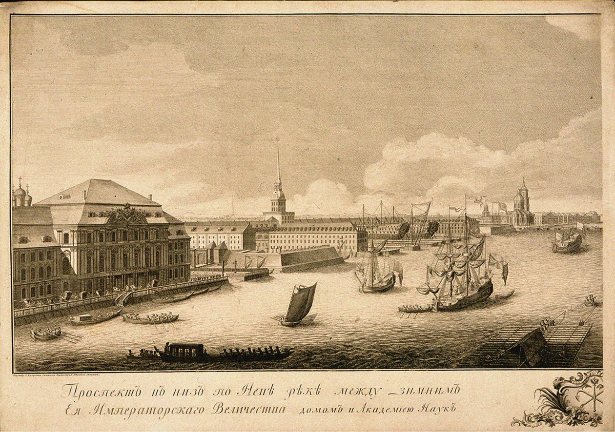 Näkymä Talvipalatsille Neva-joelta, 1753 tekijältä Grigory Anikeevich Kachalov