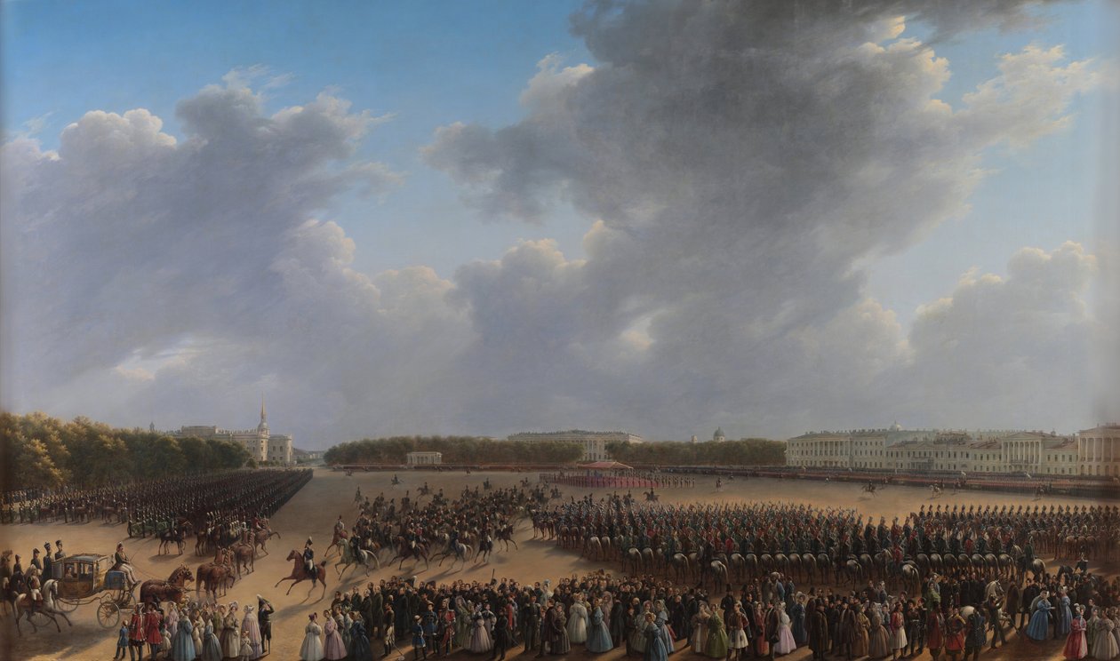 Paraati Puolan kuningaskunnan sotatoimien päättymisen kunniaksi Tsaritsan niityllä Pietarissa 6. lokakuuta 1831 tekijältä Grigory Chernetsov