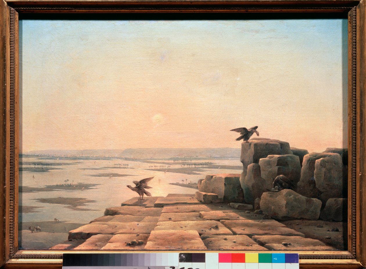 Niilin tulvat (Egypti) - Niilin ylivuoto - Grigori Grigorjevitš Tšernetsov (Tšernetsov) maalaus (1802-1865), öljy kankaalle tekijältä Grigory Tchernezov