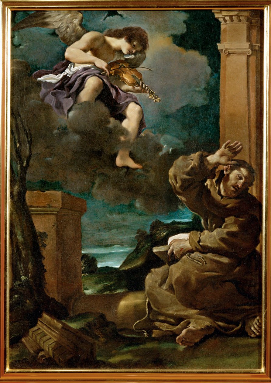 Franciscus Assisilaisen ekstaasi ... (maalaus kankaalle) tekijältä Guercino (1591-1666)