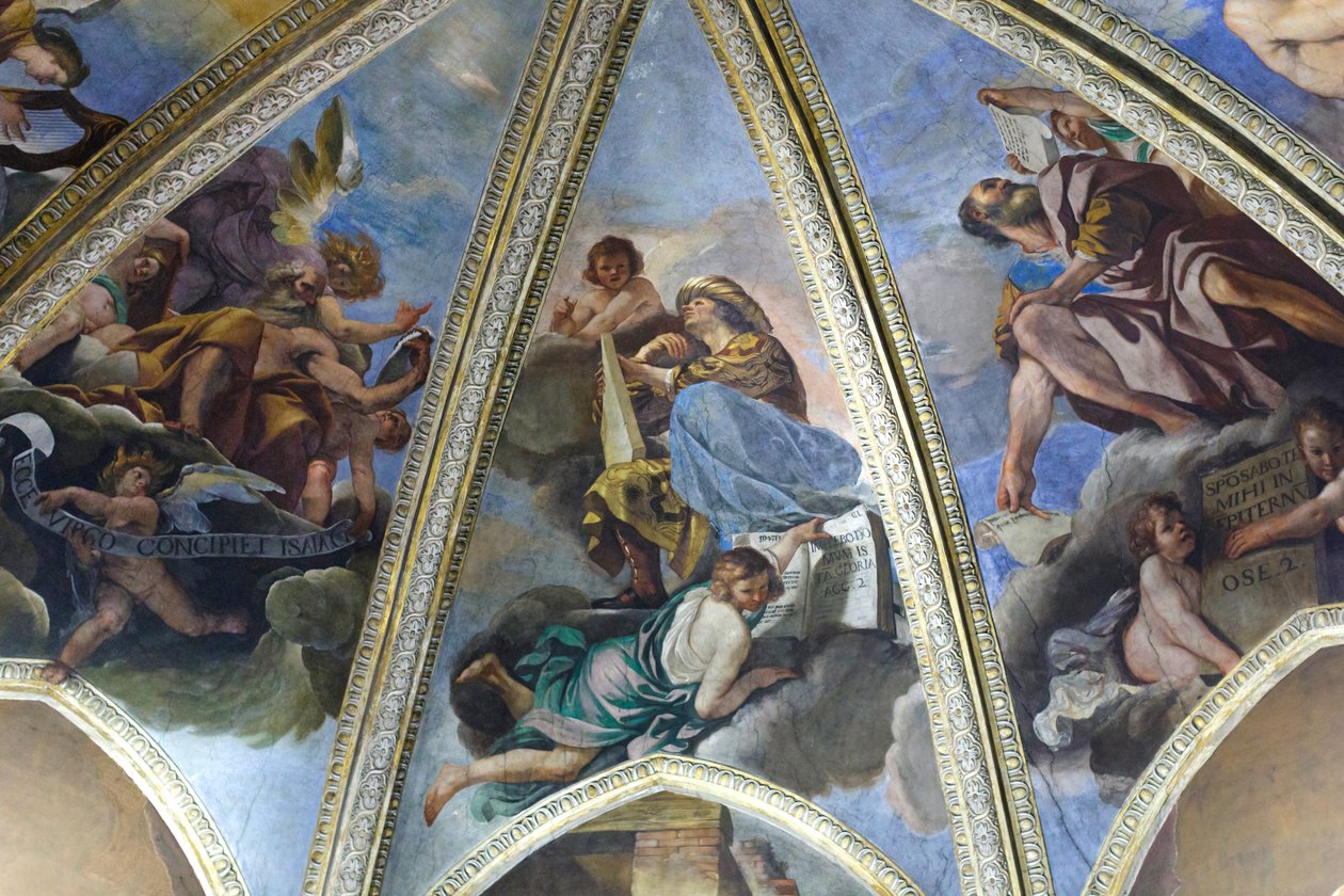 Fresko, joka kuvaa profeetta Haggain tai Aggeuksen elämää. tekijältä Guercino (1591-1666)