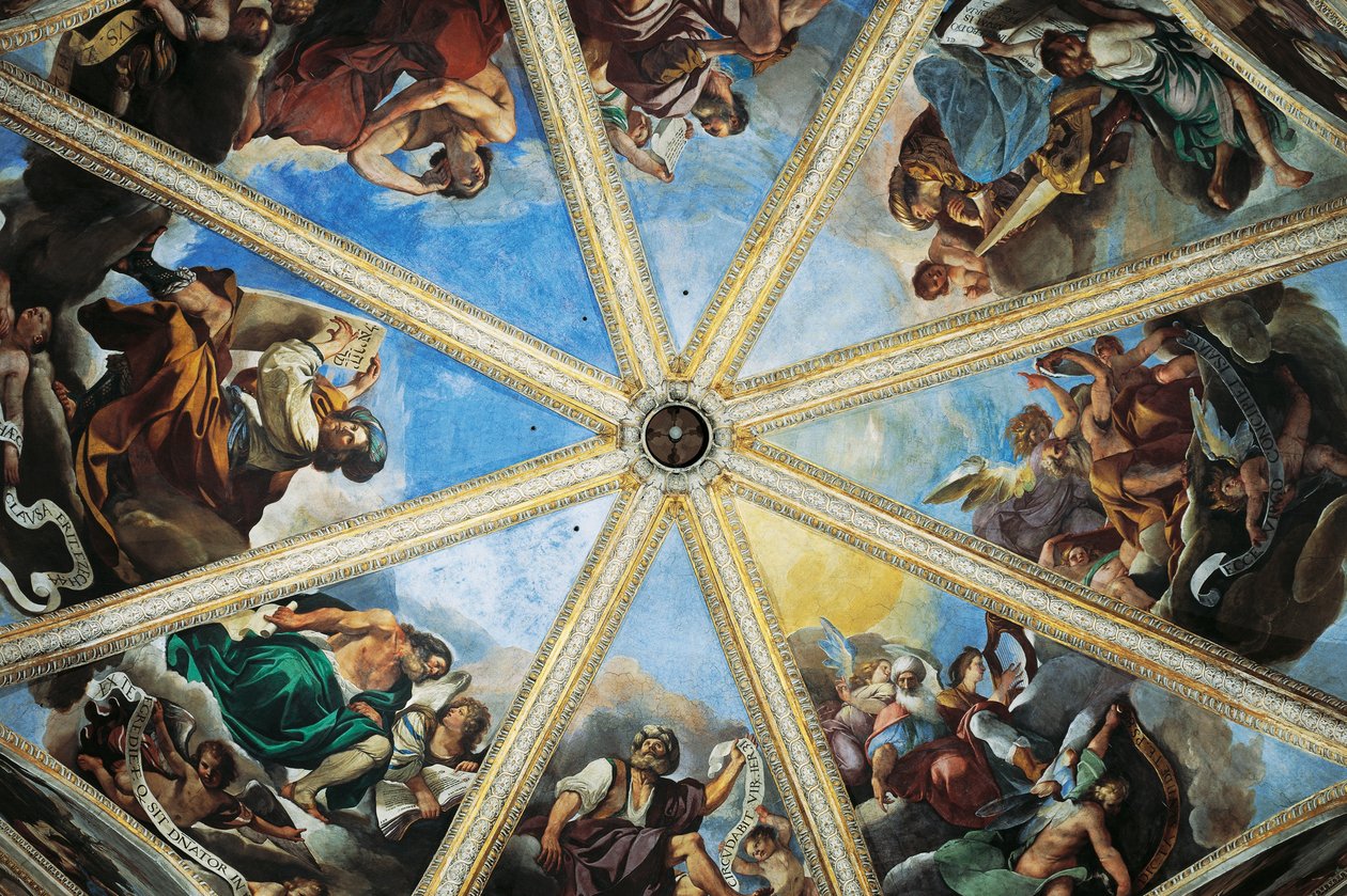 Pier Francesco Mazzucchellin, Morazzonen (1573-1626) ja Giovanni Francesco Barbierin, Guercinon (1591-1666) freskot, Piacenzan katedraalin sisustus, Emilia-Romagna, Italia tekijältä Guercino