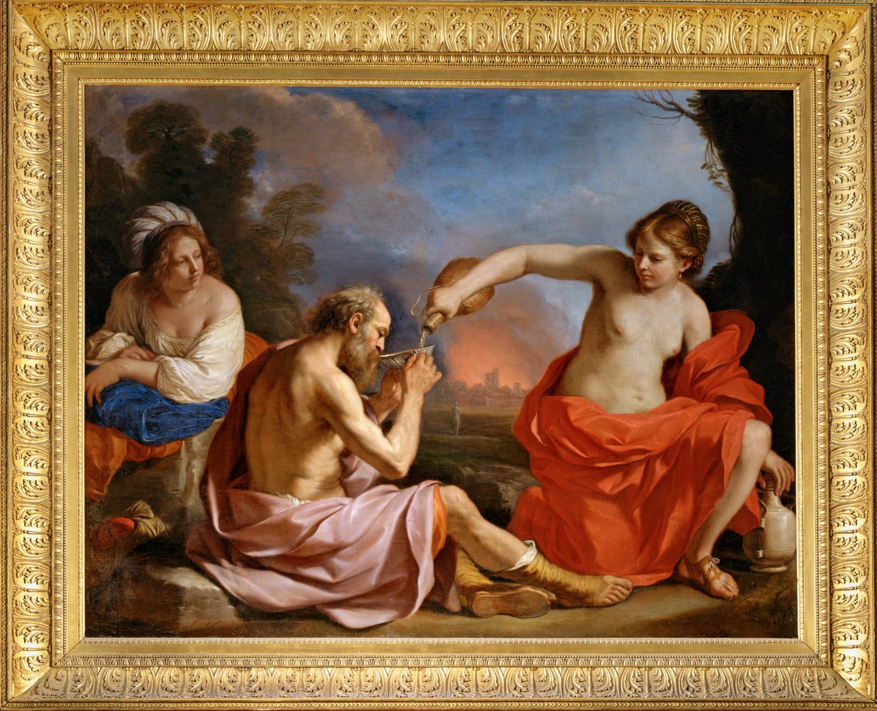 Loth et ses filles - Loth ja hänen tyttärensä ... tekijältä Guercino (1591-1666)