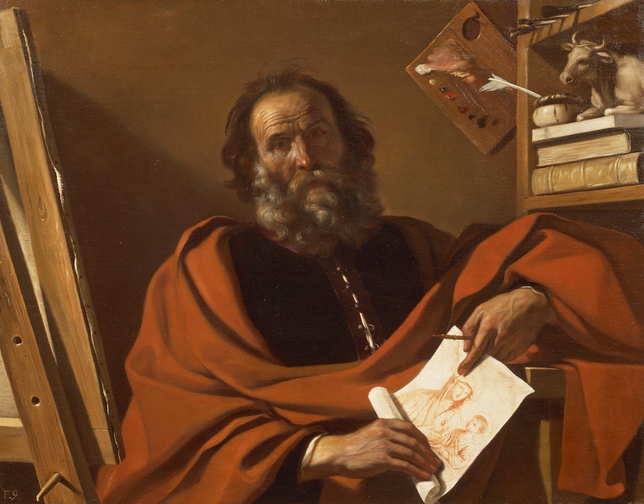 Pyhä Luke, Giovanni Francesco Barbieri, joka tunnetaan nimellä Guercino, öljy kankaalle tekijältä Guercino