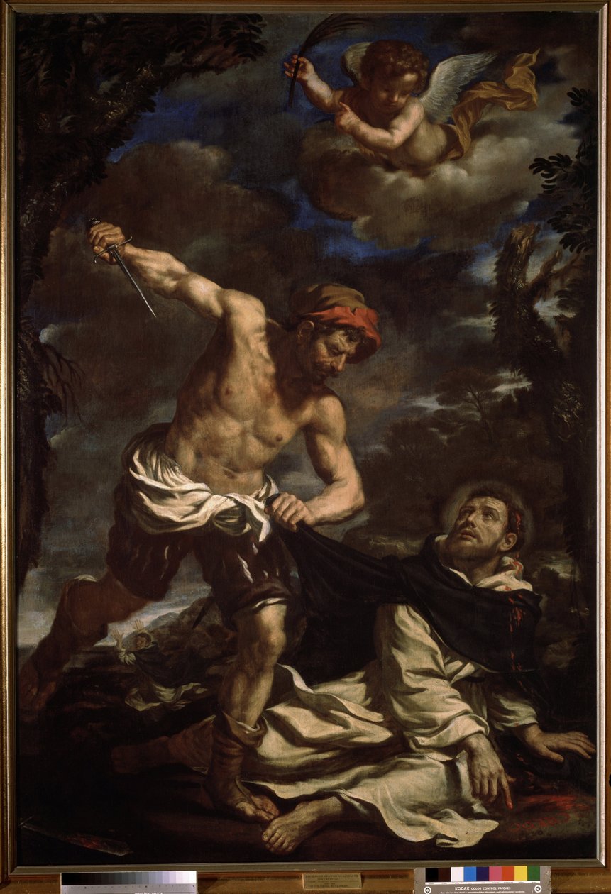 ""pyhän Pietarin marttyyrikuolema"" (Pyhä Pietarin marttyyrikuolema) Giovanni Francesco Barbierin maalaus, joka tunnetaan nimellä Il Guercino (Guerchin) (1591-1666) 1625-1630 Pushkin-museo, Moskova tekijältä Guercino (1591 1666)
