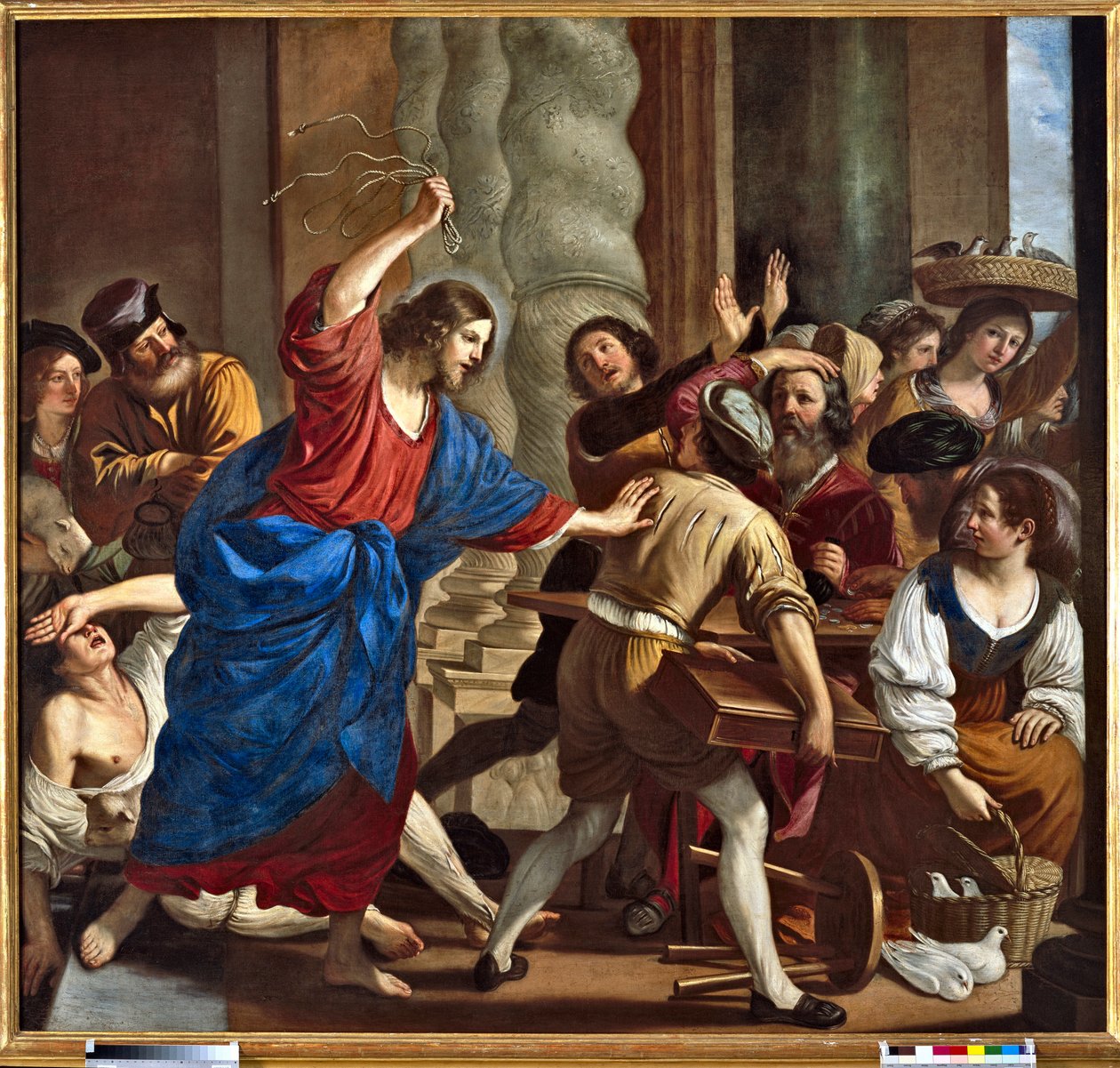 Kristus ajaa rahalainaajia temppelistä Giovanni Francesco Barbieri dit Il Guercinon (Guerchin) maalaus (1591-1666) tekijältä Guercino
