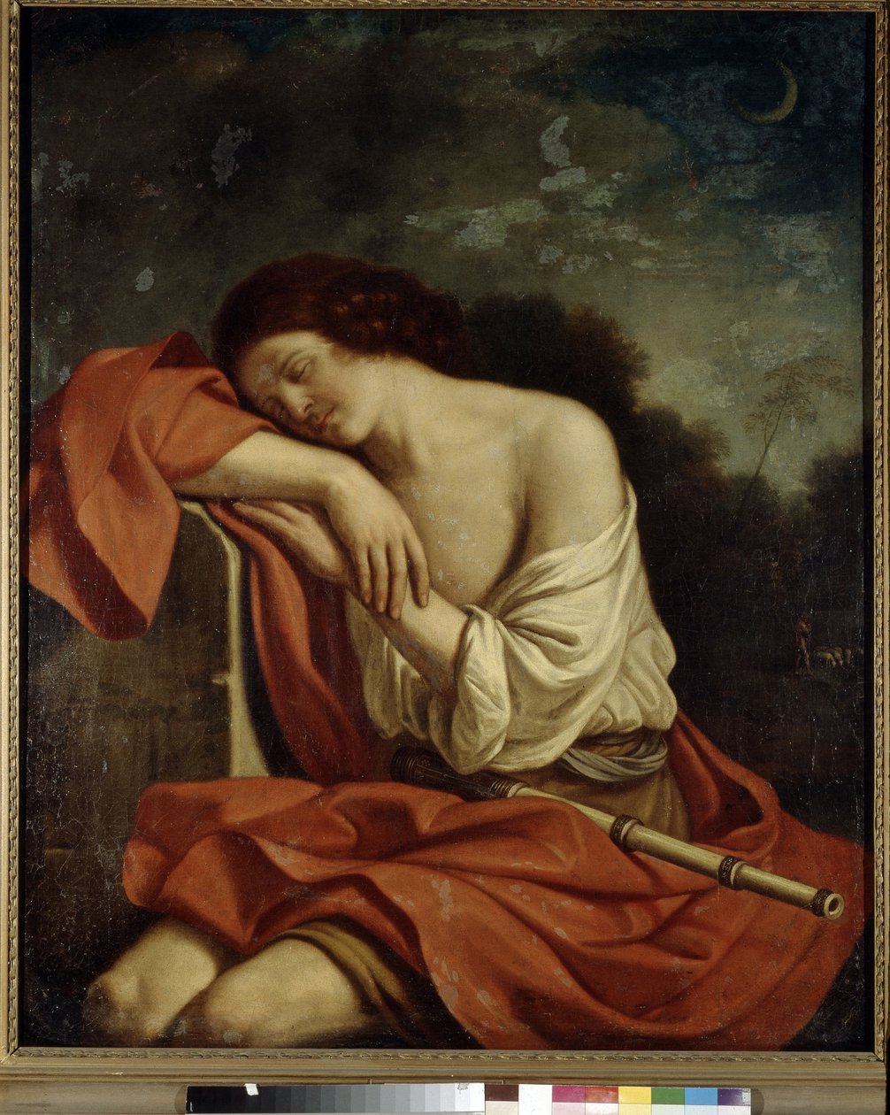 Nukkuva Endymion. Giovanni Francesco Barbierin maalaus, joka tunnetaan nimellä Guercino tai Le Guerchin (1591-1666), öljy kankaalle. italialaista taidetta tekijältä Guercino