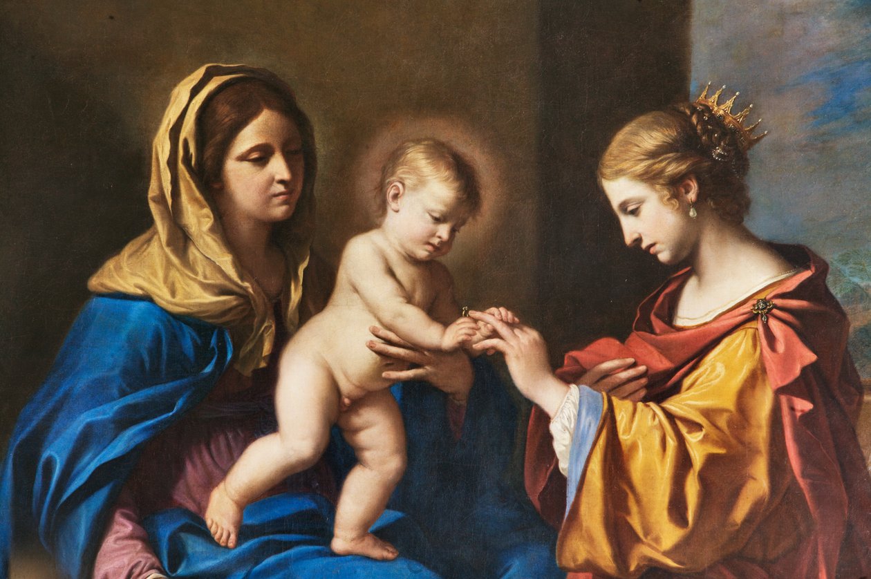 Pyhän Katariinan mystinen häät, yksityiskohta numerosta 2384636 tekijältä Guercino