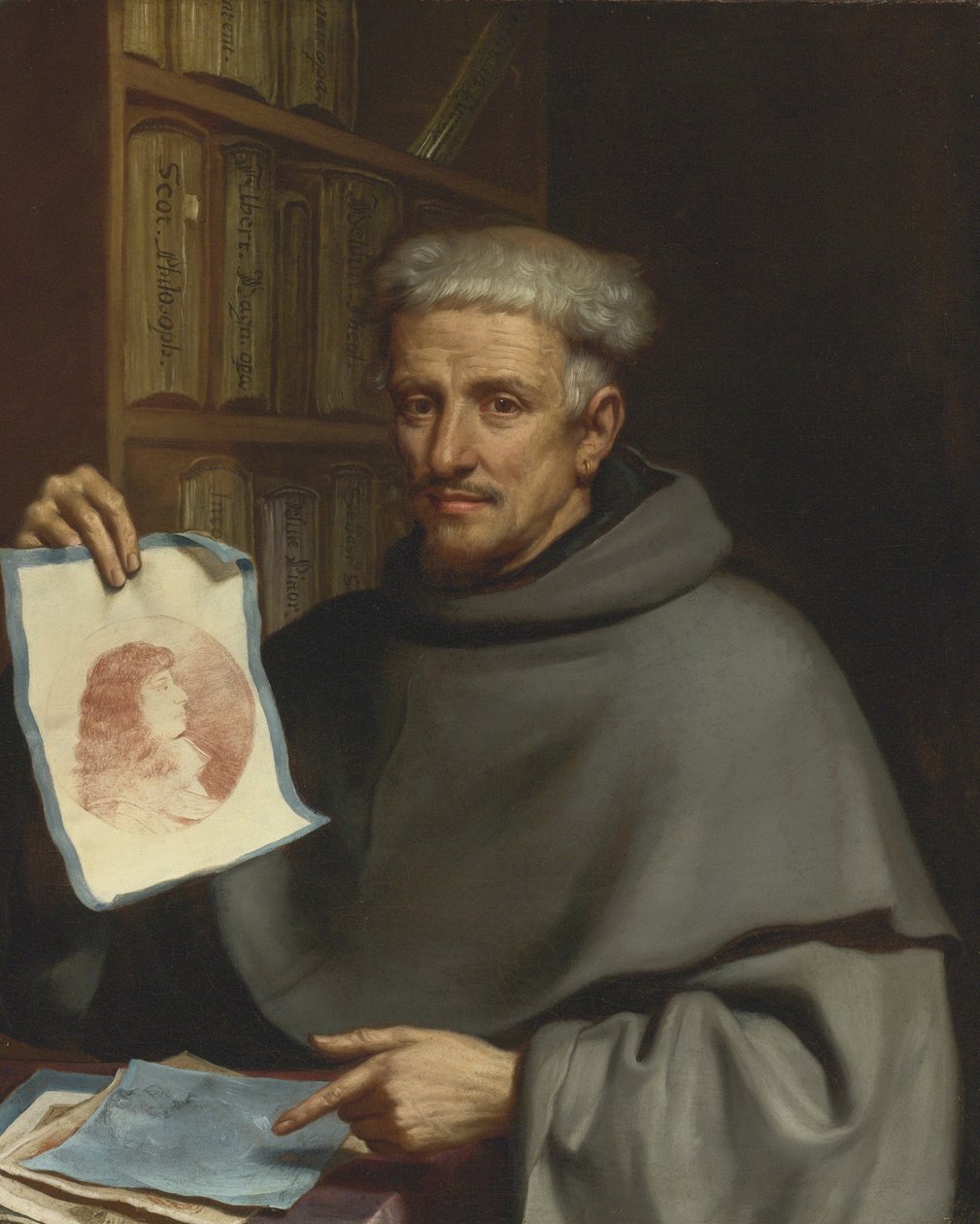 "Taidemaalari Bonaventura Bisin muotokuva" (Fra Bonaventura Bisin (1601-1659) muotokuva nimeltä Il Pittorino) Giovanni Francesco Barbieri dit Guercino tai Guerchin (1591-1666) maalaus 1600-luku Yksityinen kokoelma tekijältä Guercino