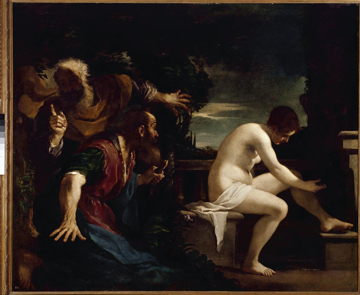 Suzanne ja vanhimmat - Öljy kankaalle tekijältä Guercino