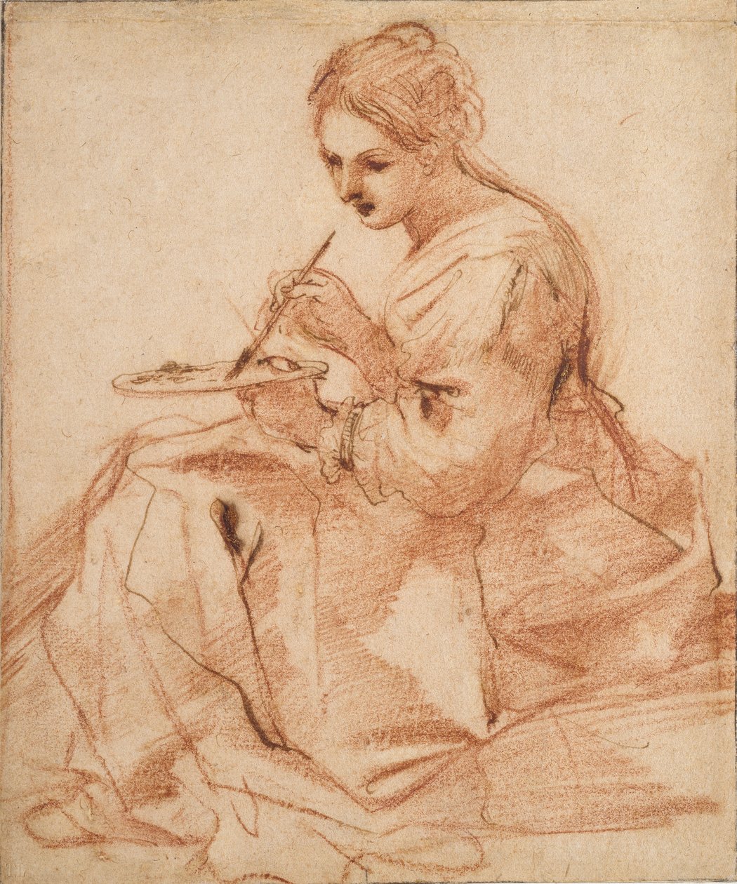 A Woman Painting Allegoria maalauksesta, c1618 tekijältä Guercino