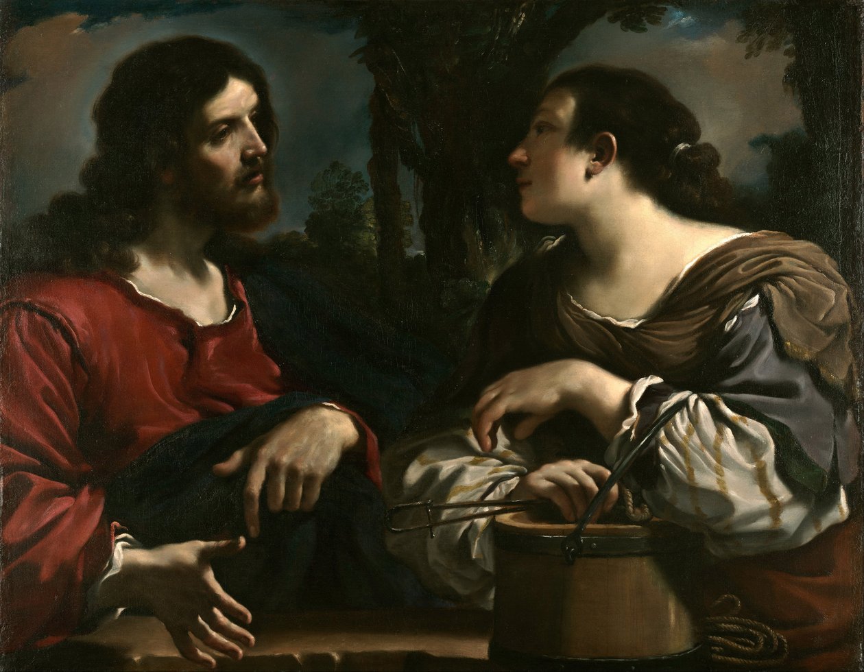 Kristus ja samarialainen nainen Jacobs Wellillä tekijältä Guercino