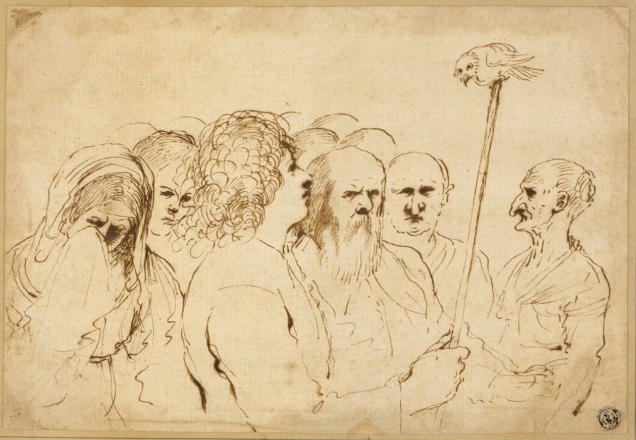 Figuuriryhmä, pöllö pylväässä tekijältä Guercino