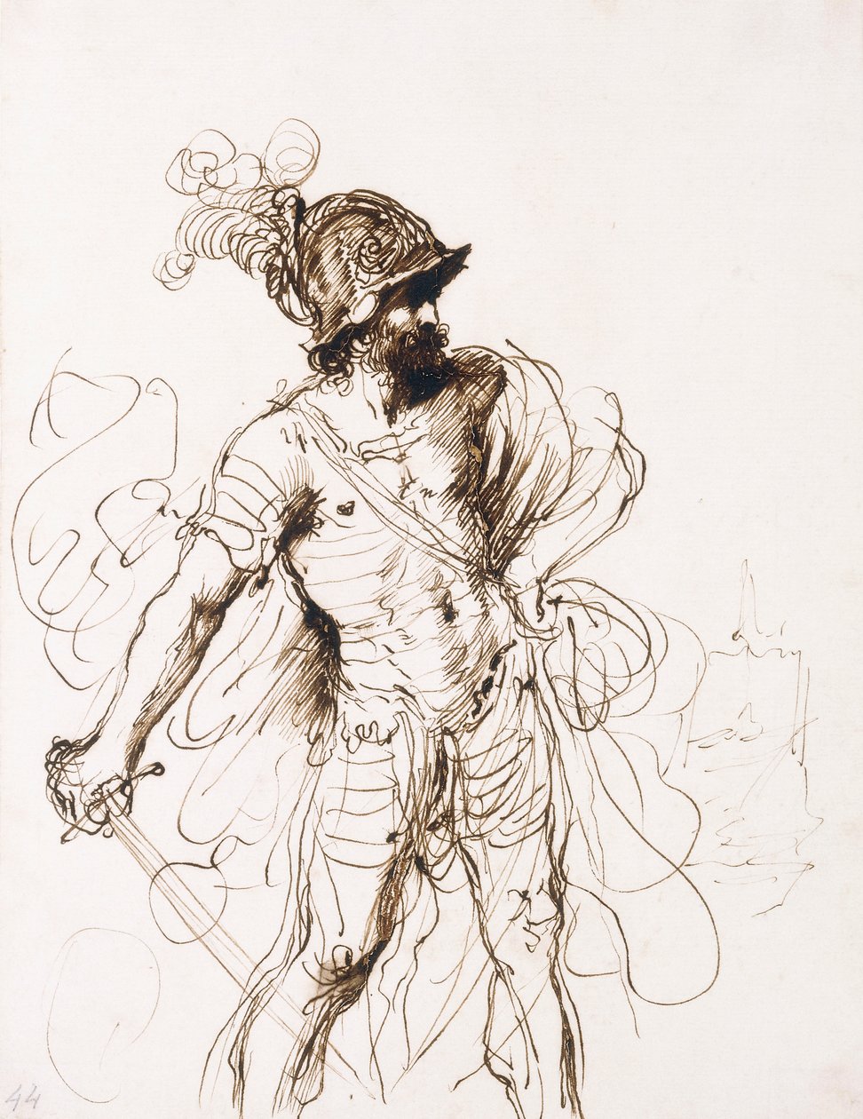 Mars, hänen miekkansa, kääntyi oikealle, tekijältä Guercino