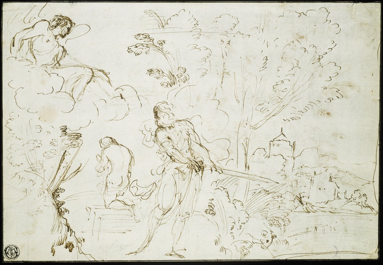 Iisakin uhri (etusivu); Jaakobin uni (kääntöpuoli). tekijältä Guercino