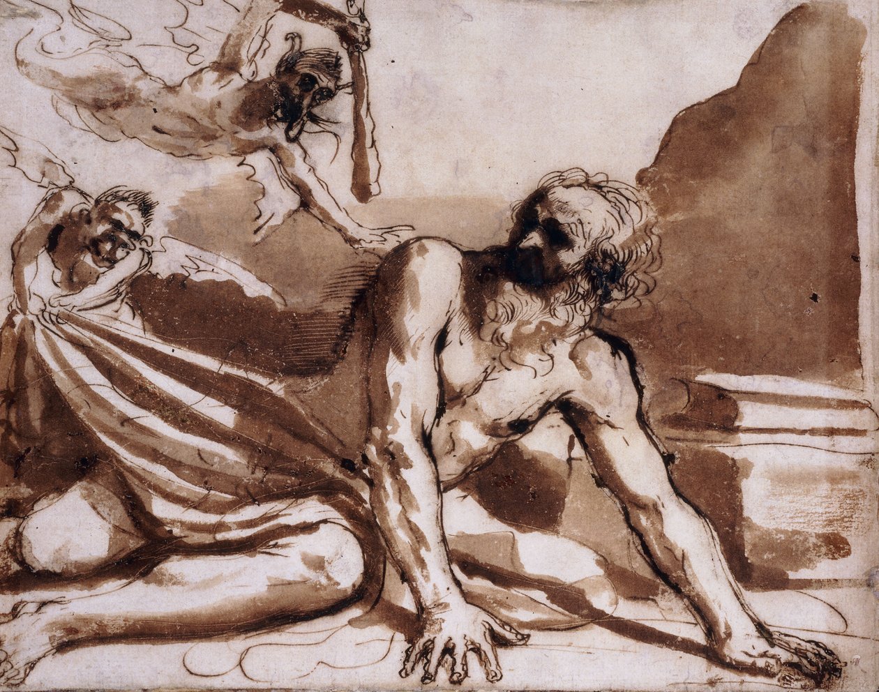 Pyhä Anthony paholaisten lyömä, tekijältä Guercino