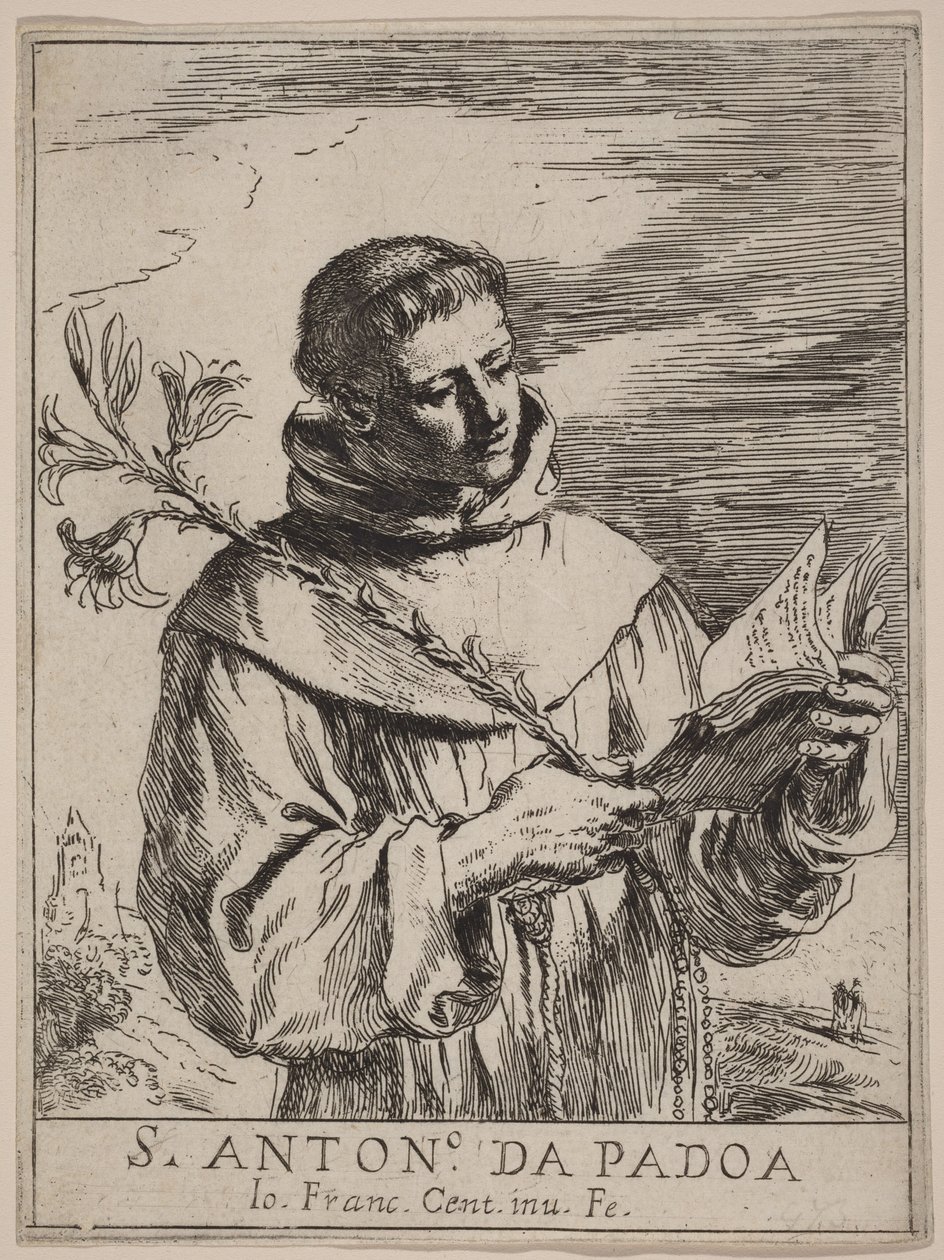 Pyhä Antonius Padovalainen tekijältä Guercino