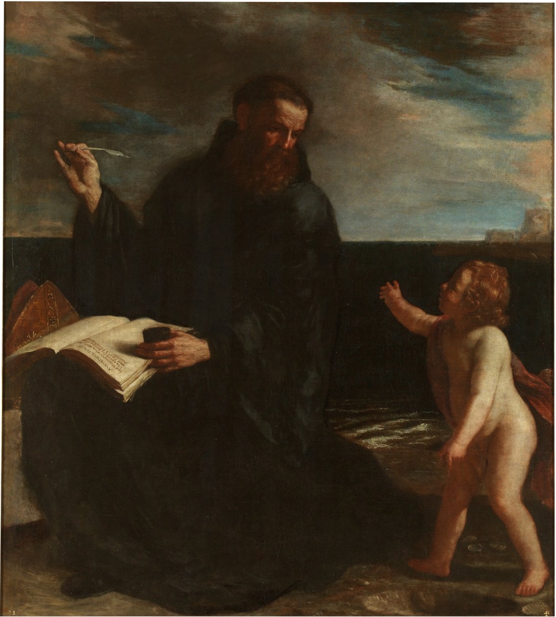 Pyhä Augustinus mietiskelemässä kolminaisuudesta tekijältä Guercino