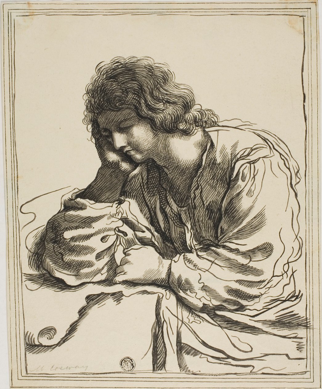Pyhä Johannes evankelista meditaatiossa tekijältä Guercino