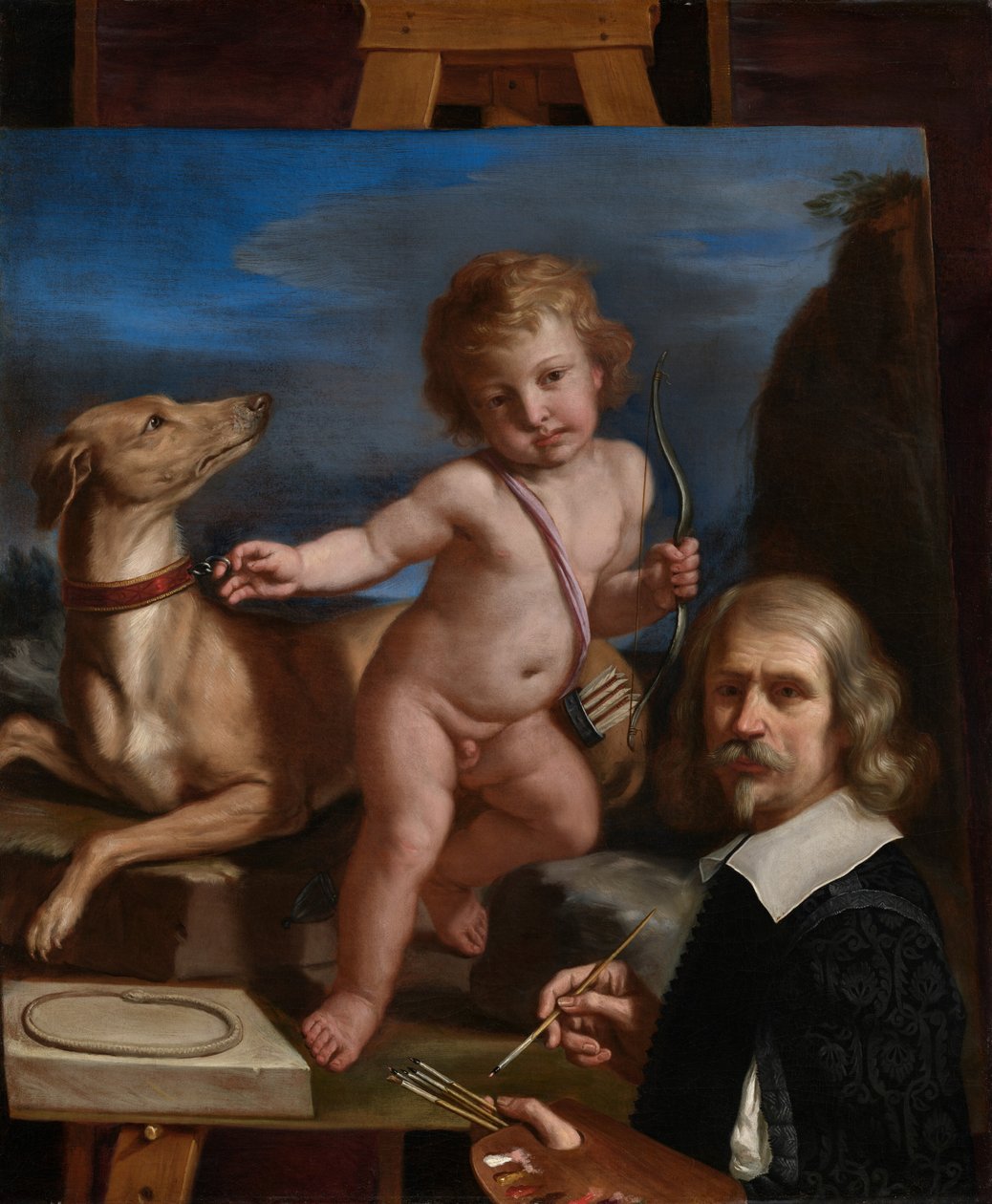 Omakuva ”Amor Fedele” -maalauksen edessä tekijältä Guercino