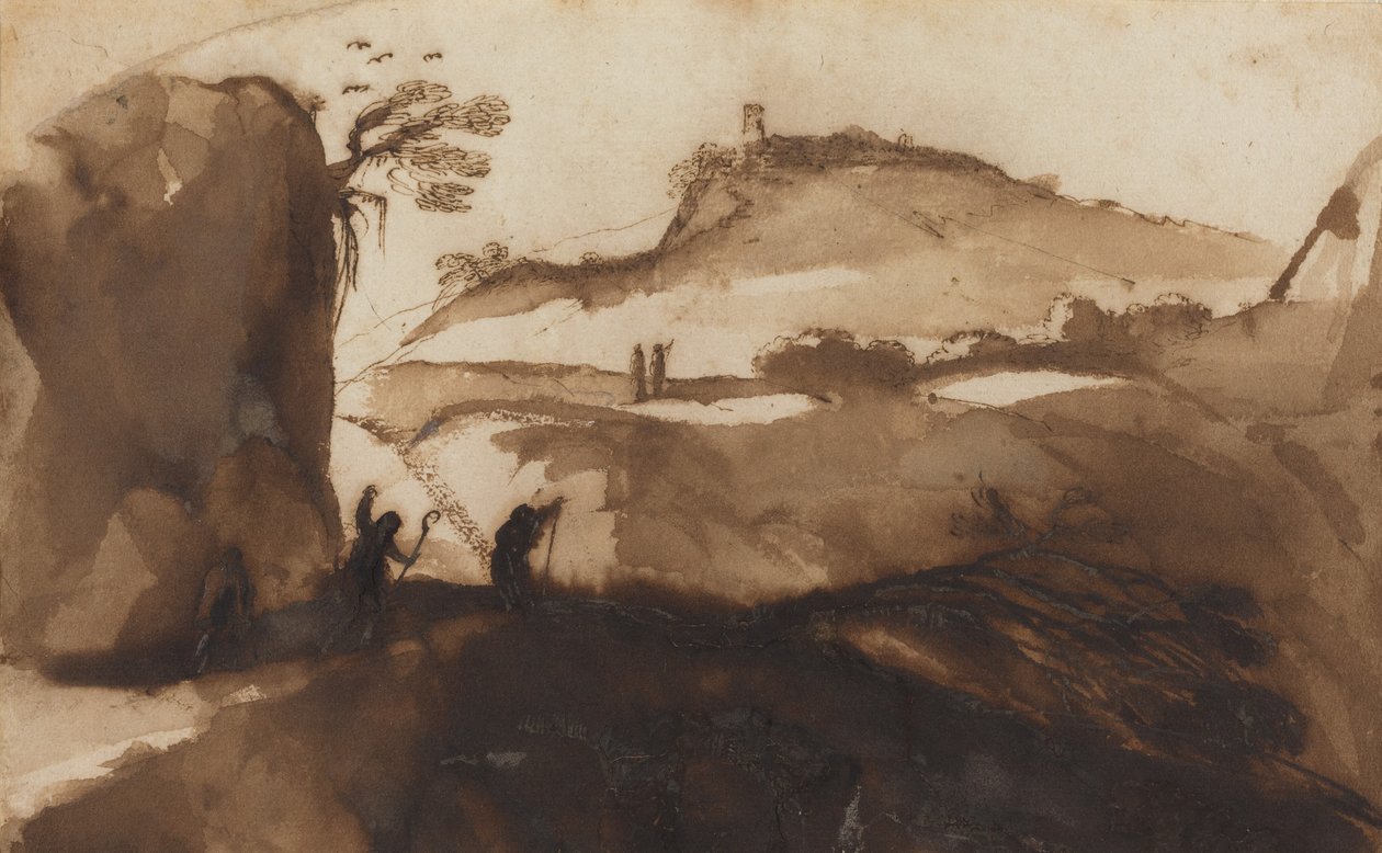 Paimenet kurkistavat kuiluun tekijältä Guercino