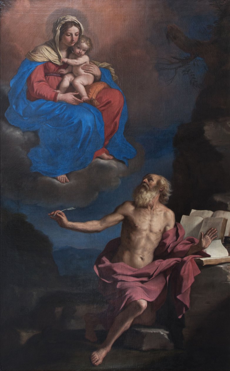 Neitsyt ja lapsi ilmestymässä pyhälle Hieronymukselle tekijältä Guercino