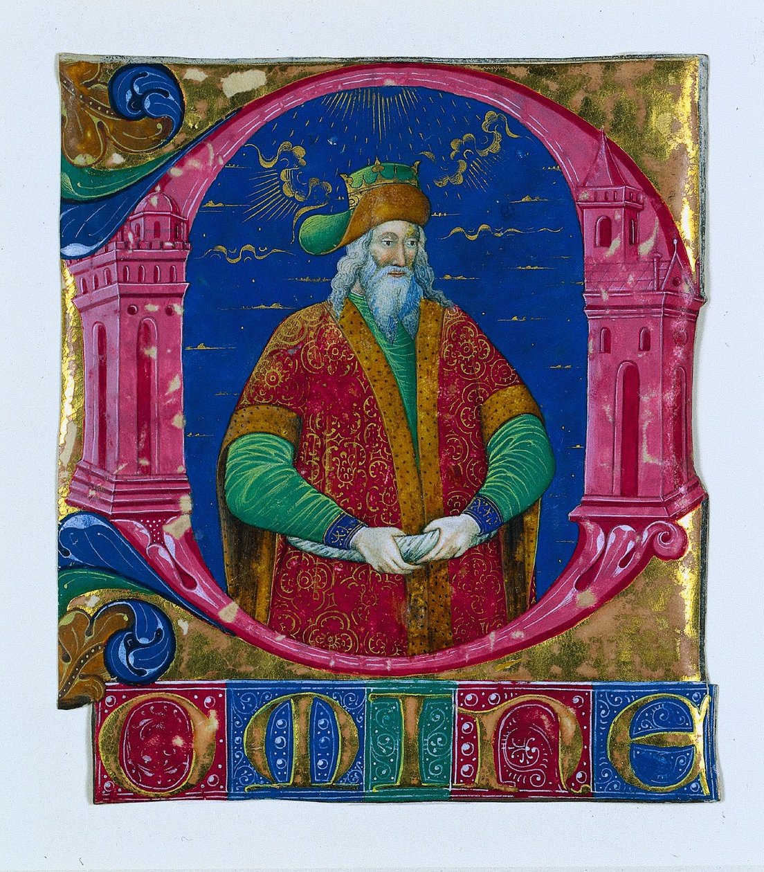 Alkuperäinen D[omine] kuorokirjasta: King Solomon, n. 1470-1480. tekijältä Guglielmo Giraldi del Magri [or del