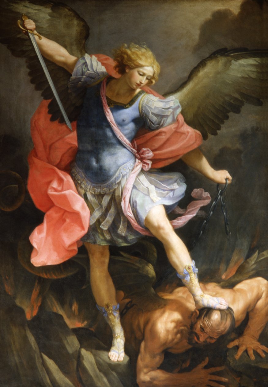Arkkienkeli Mikael voitti Saatanan, noin 1636 tekijältä Guido Reni