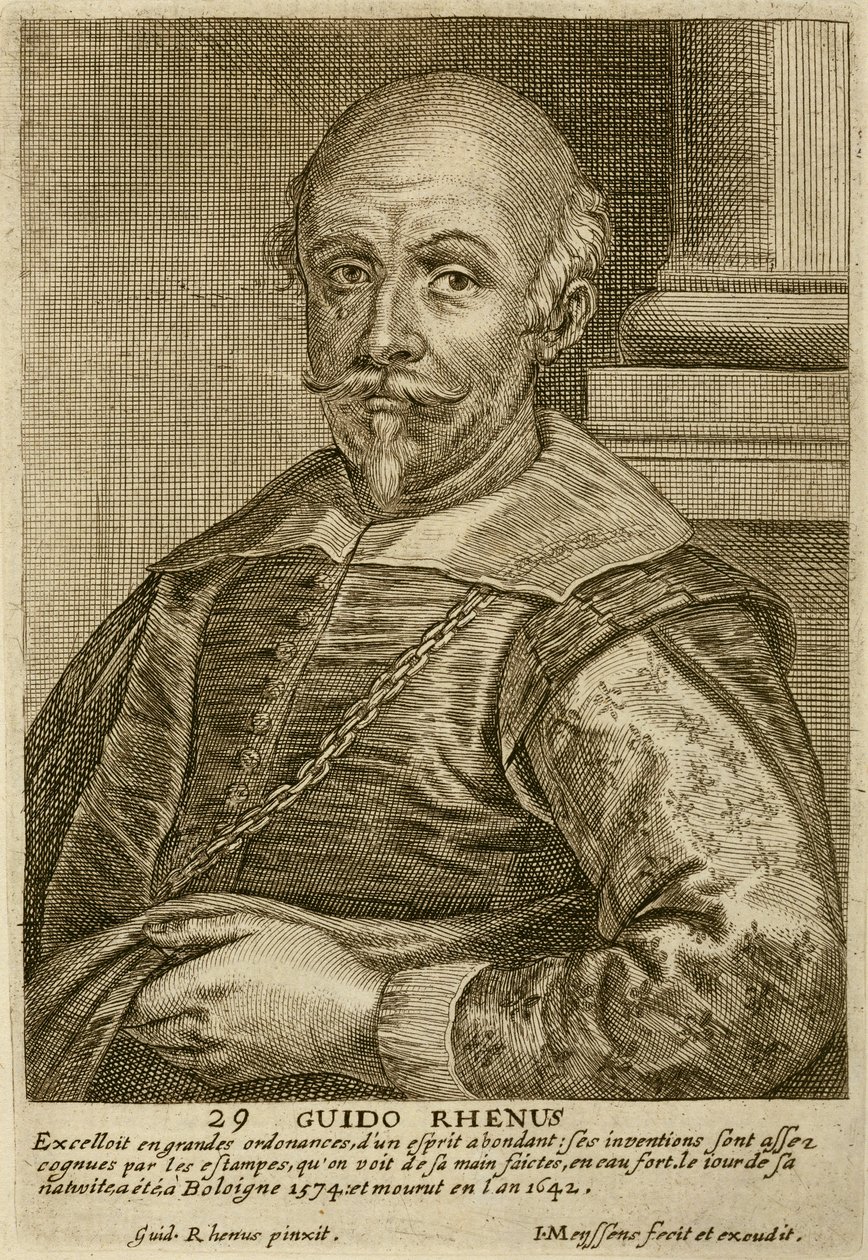 Omakuva, levy 29 Joannes Meyssensin (1612-70) kaiverrusta taiteilijamuotokuvien sarjasta. tekijältä Guido Reni