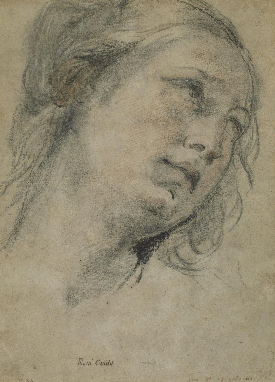 Nuoren naisen pää katselee ylöspäin tekijältä Guido Reni