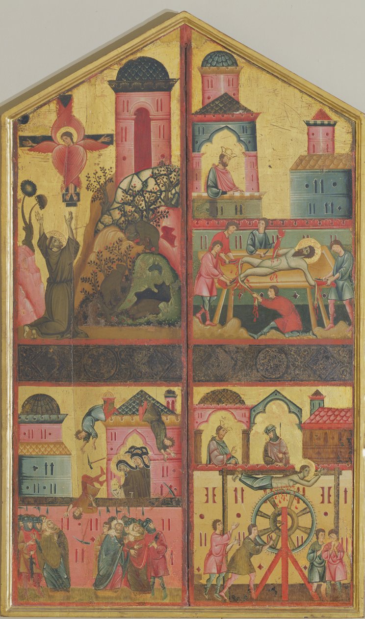 St Clairen diptyykki, n. 1280 (tempera ja kulta paneelissa) tekijältä Guido da Siena
