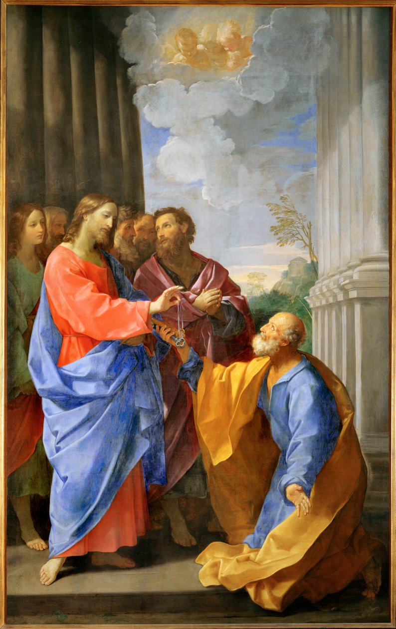 Le Christ remettant les clefs a Saint Pierre - Kristus antaa avaimet Pietarille ... tekijältä Guido (follower of) Reni