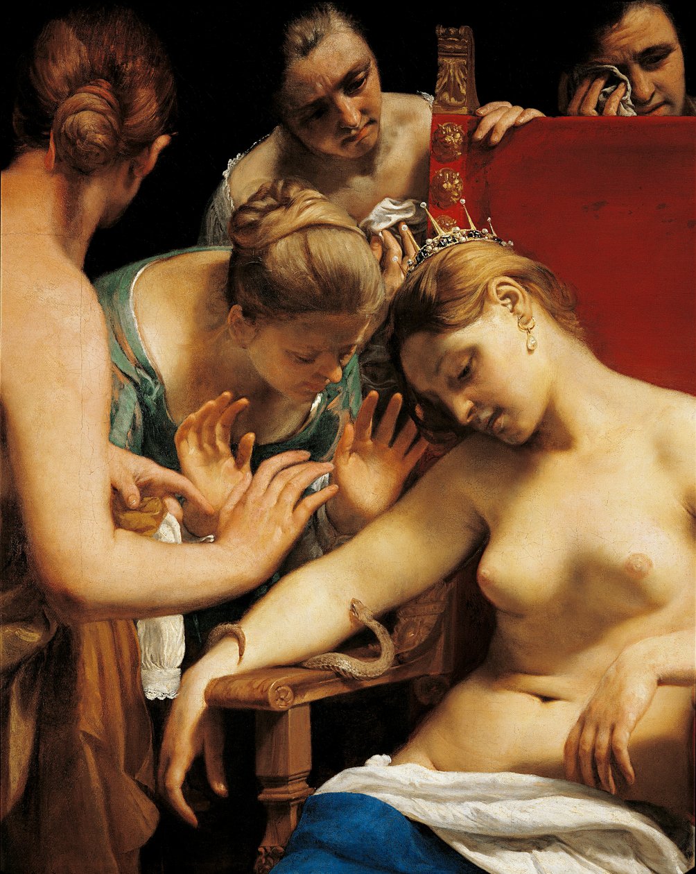 Kleopatran kuolema (yksityiskohta) tekijältä Guido Cagnacci