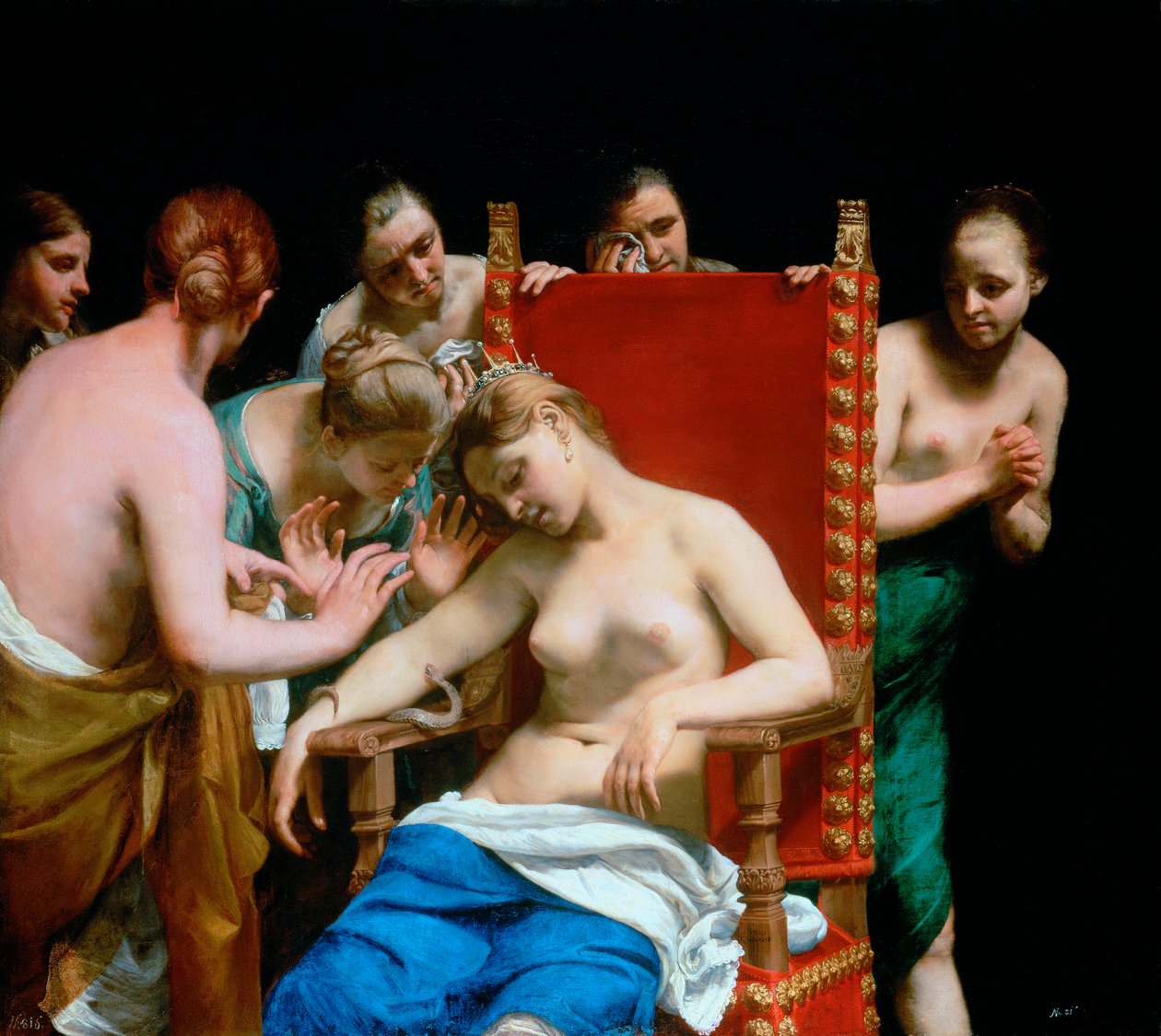 Kleopatran kuolema, noin 1662 tekijältä Guido Canlassi