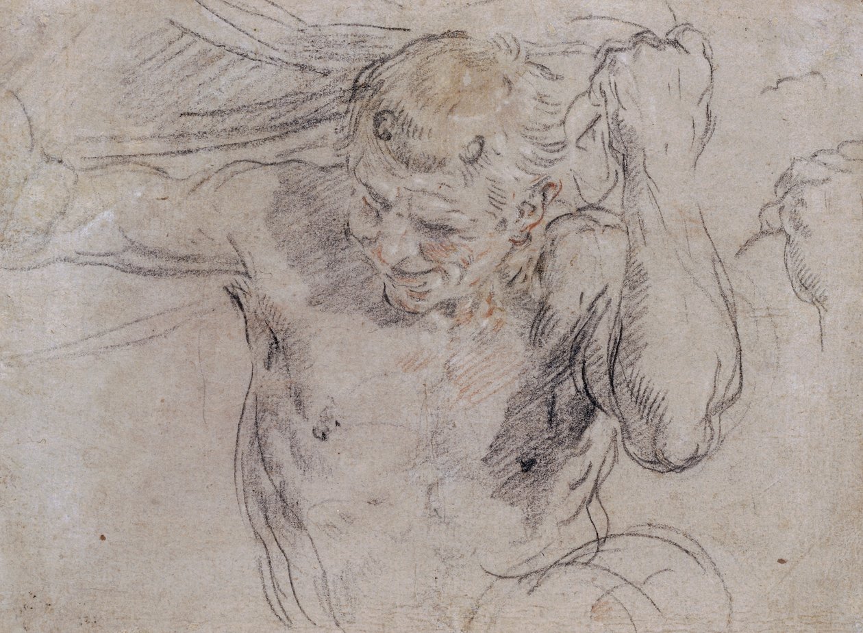 Satyr Lifting Drapery, ja lisätutkimus hänen vasemmasta kätestään tekijältä Guido Reni