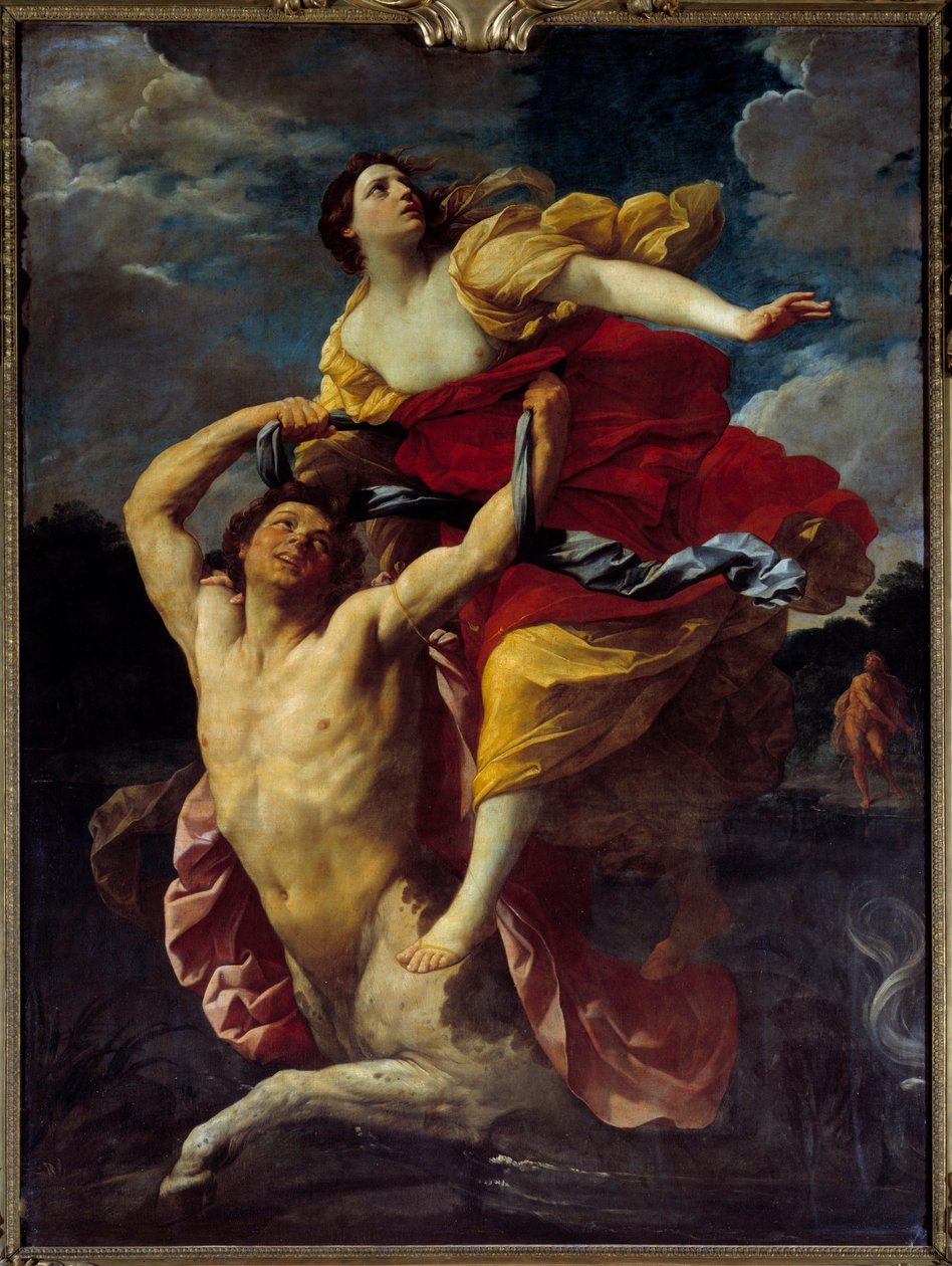 Kentauri Nessus (Nessos) otti Dejaniren pois. Guido Reni dit le Guiden maalaus (1575-1642) 1620 Su. 2 391,93 m tekijältä Guido Reni