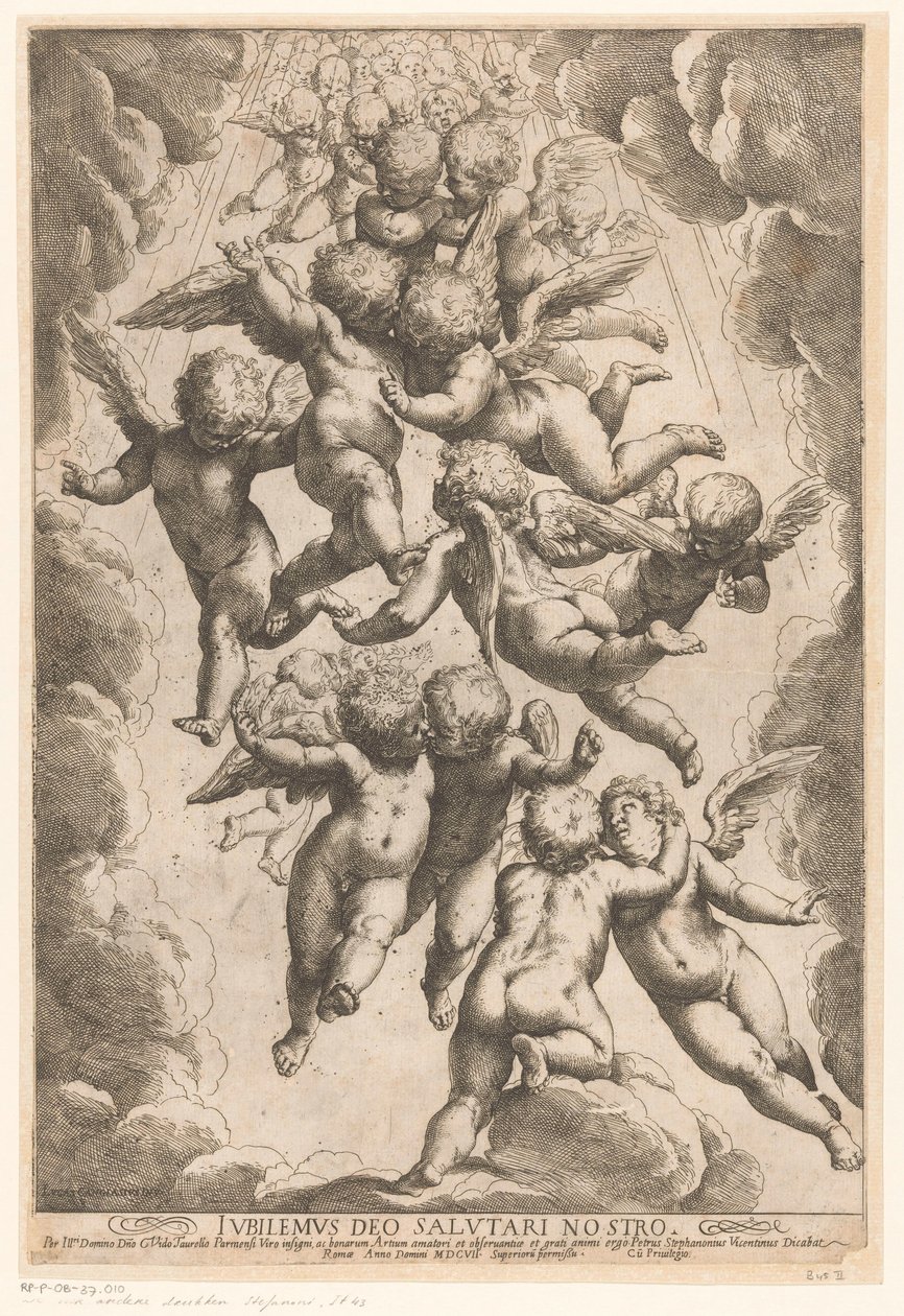 Engelen kunniassa Iloitkaamme Jumalassa, Vapahtajassamme (otsikko esineessä) tekijältä Guido Reni
