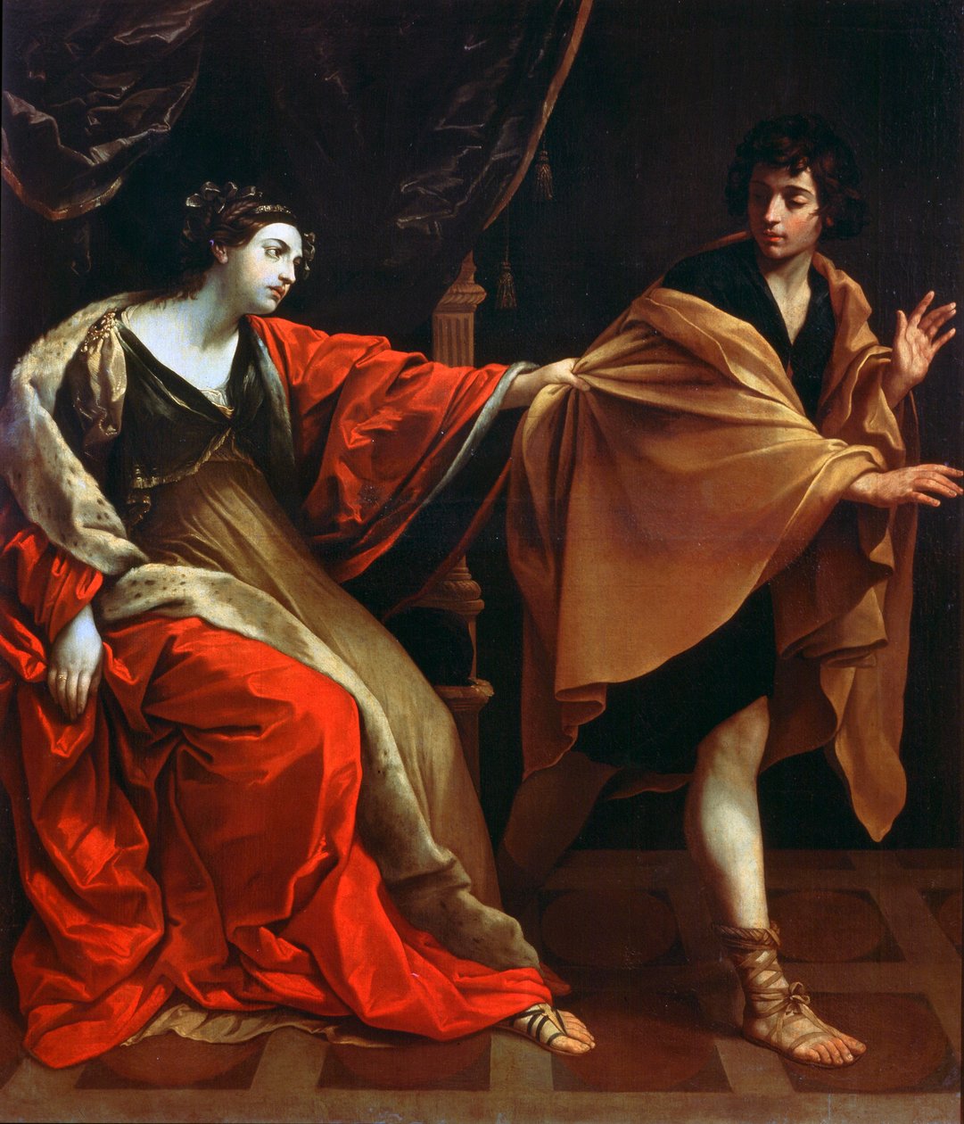 Joosefin ja Potifarin vaimo, n. 1626 tekijältä Guido Reni