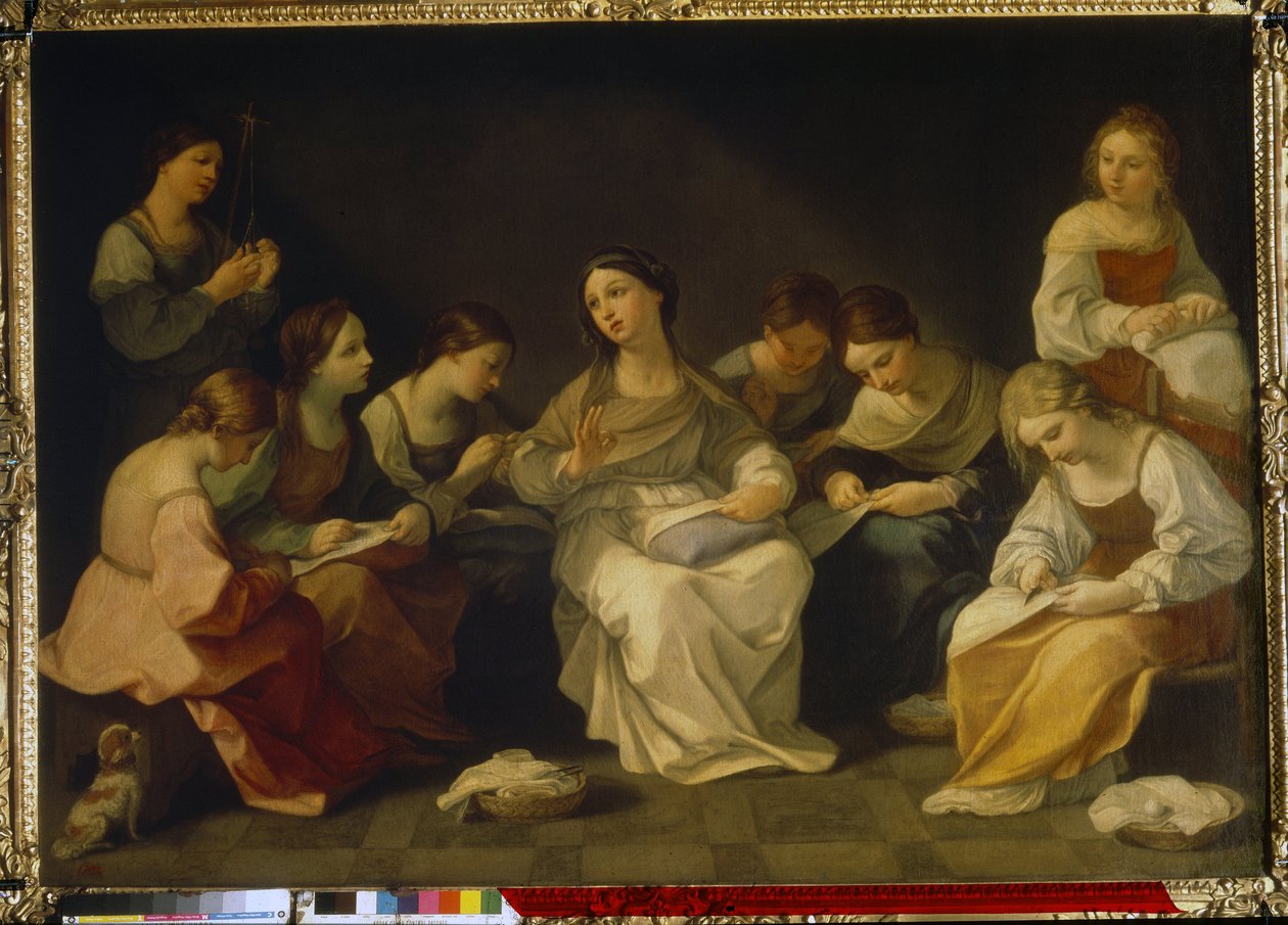 Neitsyen koulutus. (The Education of the Virgin). Guido Renin (1575-1642) maalaus öljy kankaalle tekijältä Guido Reni