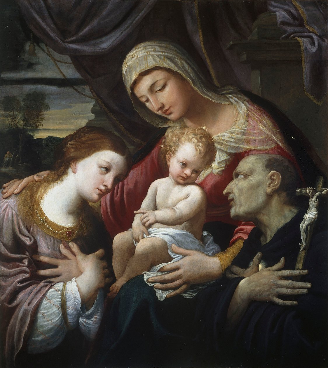 Madonna ja lapsi pyhien kanssa, Guido Reni (1575-1642), öljy kankaalle tekijältä Guido Reni