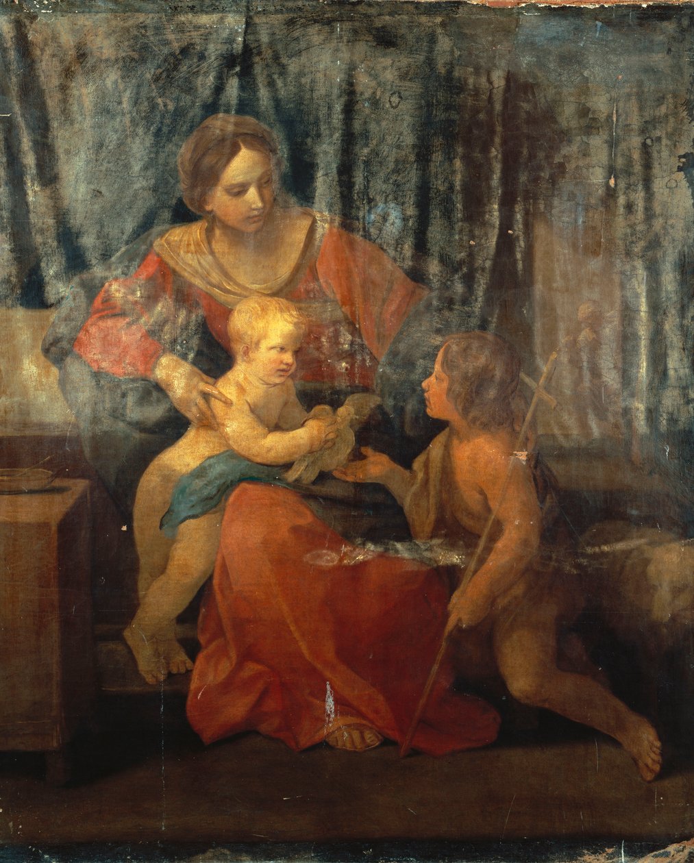Madonna ja lapsi Pyhän Johannes Kastajan kanssa sisätiloissa, n. 1640 tekijältä Guido Reni
