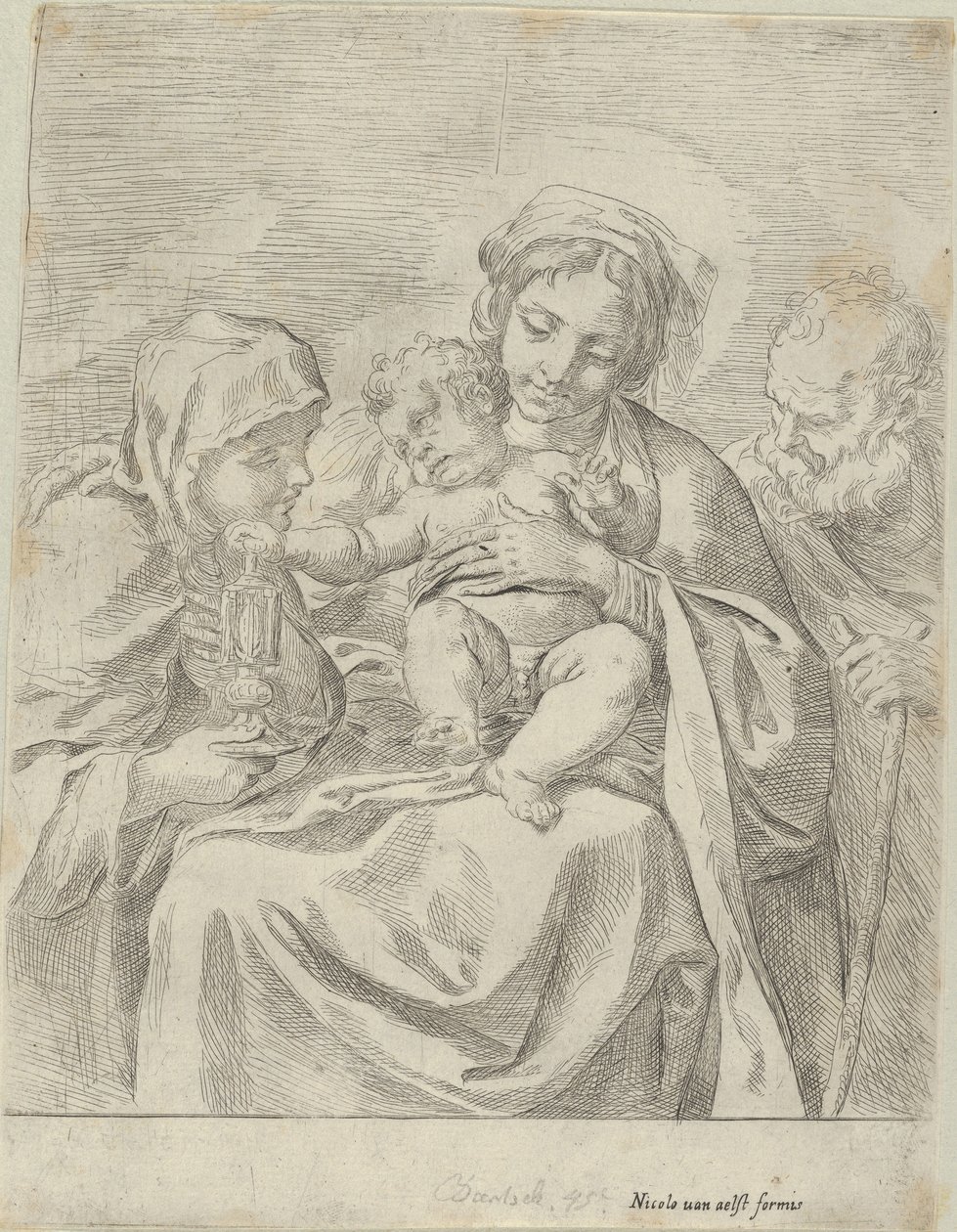 Pyhä perhe Pyhän Claren kanssa, 1590-1600. tekijältä Guido Reni
