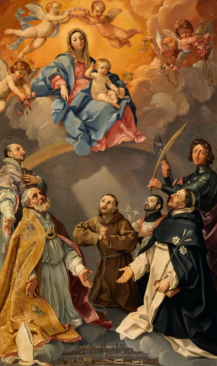 Neitsyt ja lapsi sekä Bolognan kaupungin suojeluspyhimykset (pyhät Ignatius Loyola, Petronius, Proculus, Franciscus Assisilainen, Franciscus Xavier, Dominicus ja Florianus) tekijältä Guido Reni