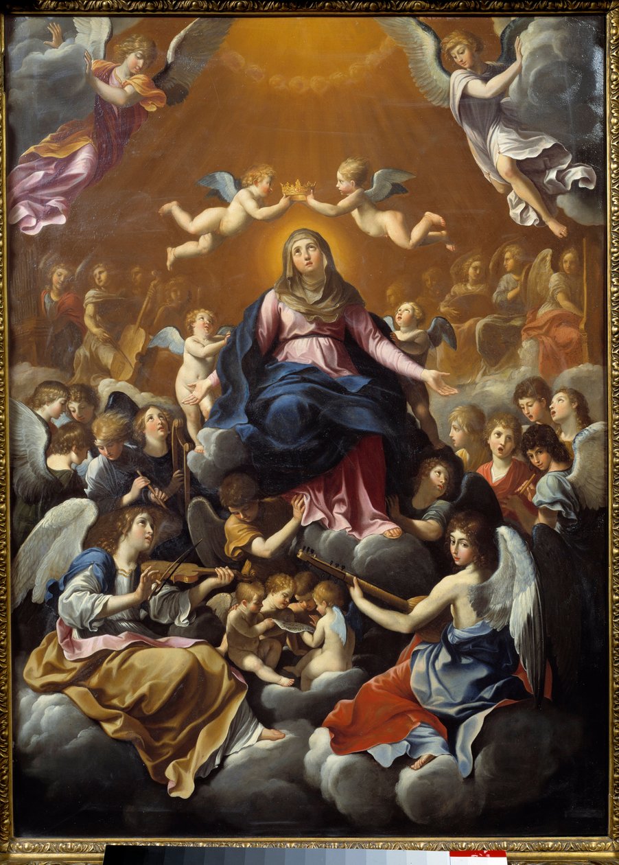 neitsyen kruunajaiset. Guido Renin maalaus nimeltä opas (1575-1642) tekijältä Guido Reni