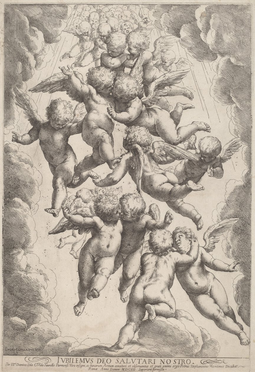 Enkelit kunniassa tekijältä Guido Reni, after Luca Cambiaso
