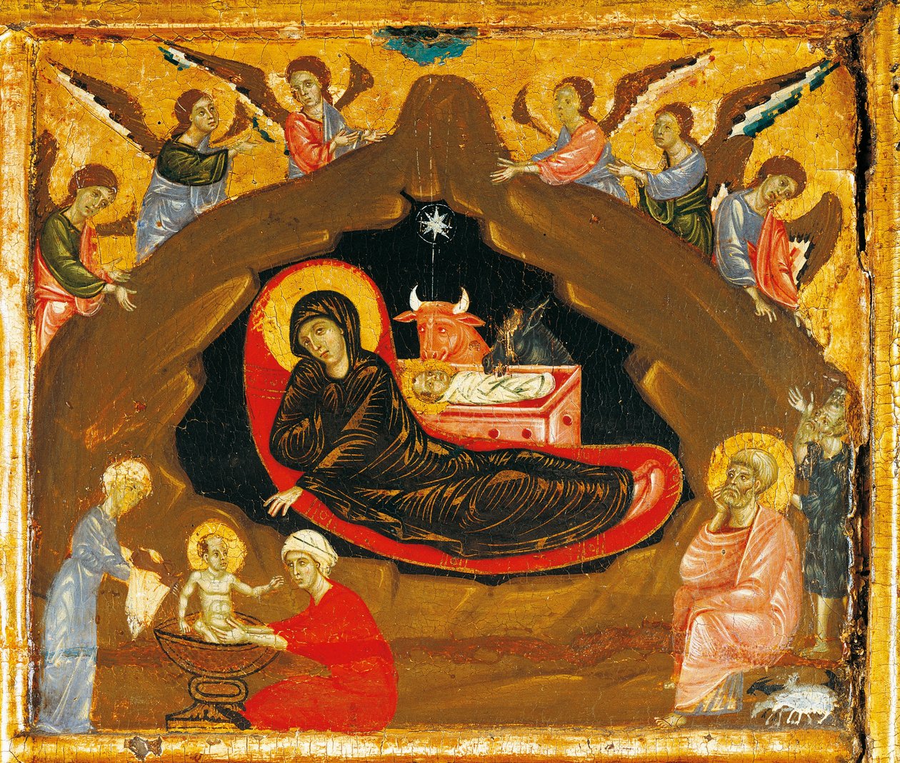 Seimi, yksityiskohta Pyhän Pietarin Antependiumista Guido da Sienan (noin 1250-1300) istuimesta, tempera ja kulta puulla tekijältä Guido da Siena