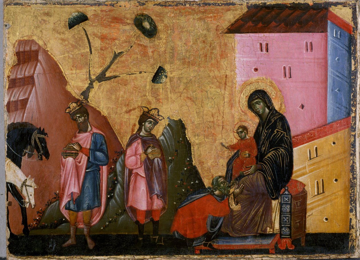 The Adoration of the Magi (tempera puulla) tekijältä Guido da Siena